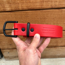 Load image into Gallery viewer, Leather Belt - Chili Pepper Bridle/Matte Black