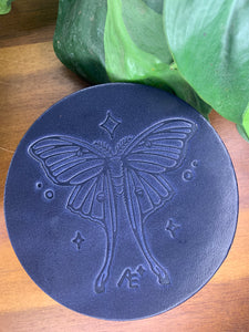 Leather Coaster - Astral Emma - Lunar Moth