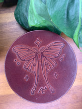 Load image into Gallery viewer, Leather Coaster - Astral Emma - Lunar Moth
