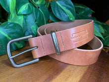 Load image into Gallery viewer, Leather Belt - Buck Brown Harness/Antique Brass

