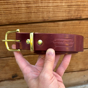 Leather Belt - Burgundy Harness/Brass