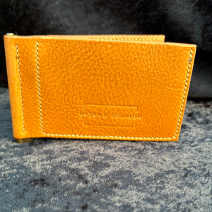 Money Clip Leather Wallet - Blonde/Antique Brass