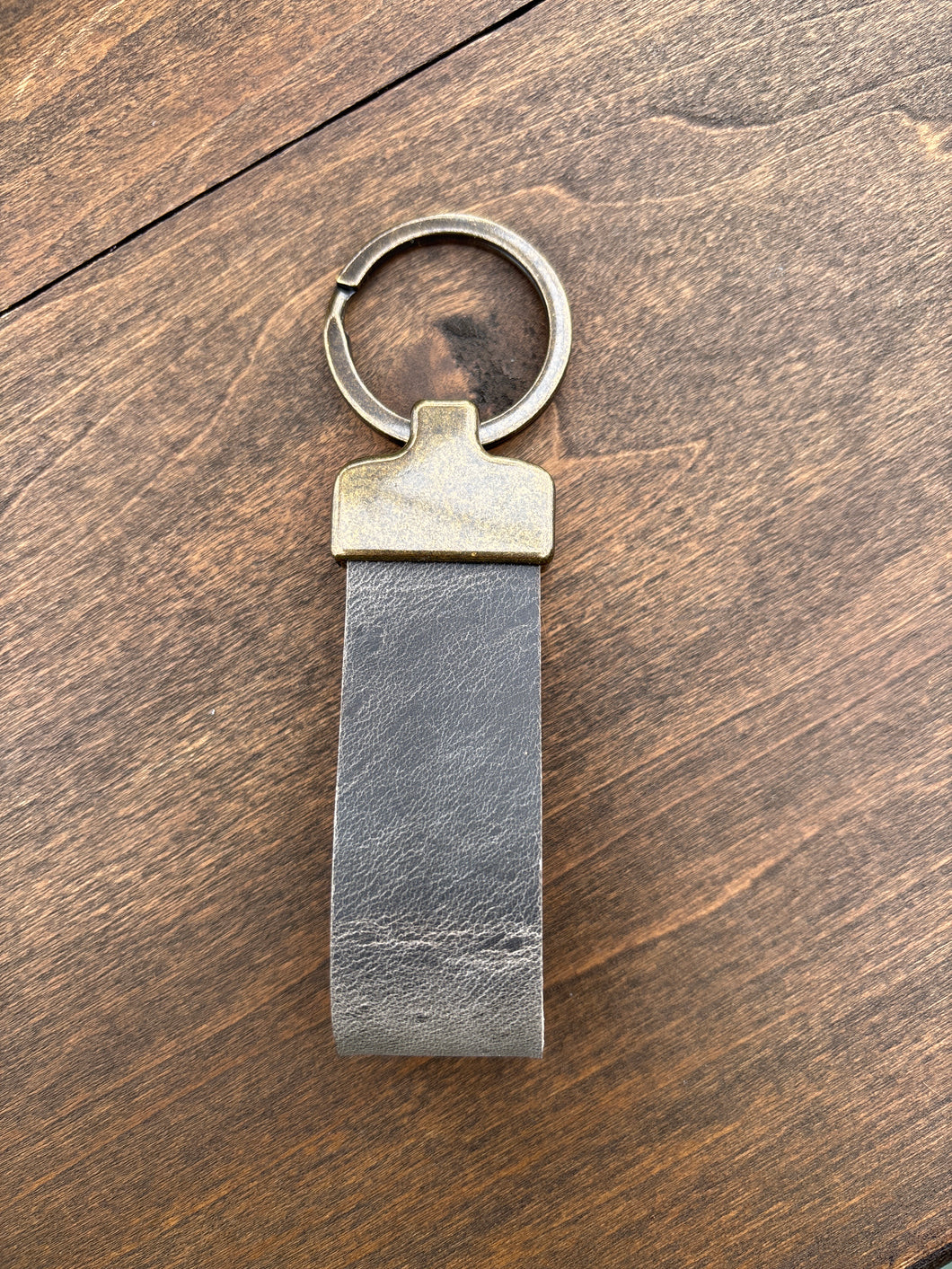 Fob Keychain - Charcoal/Antique Brass