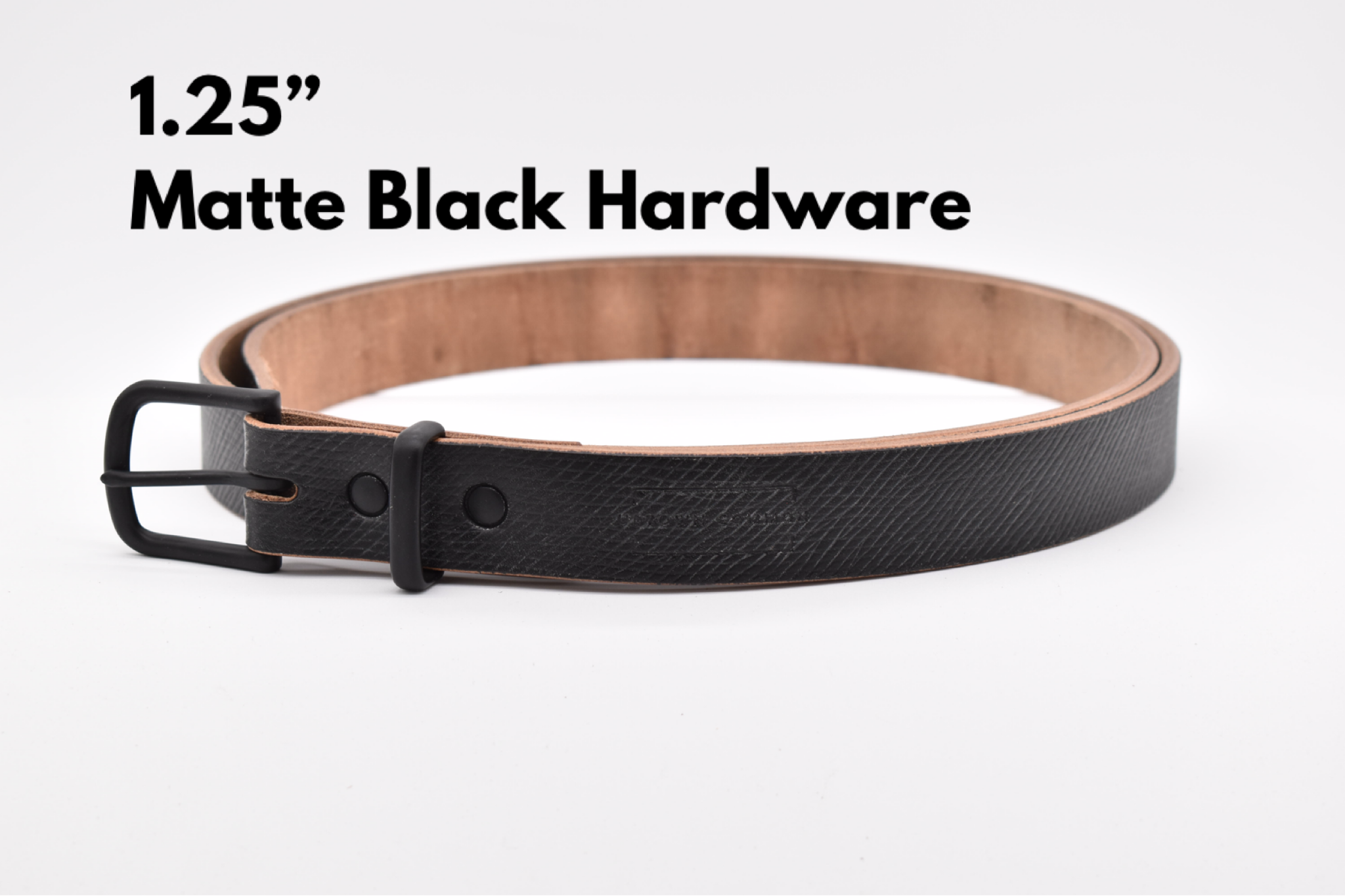 Leather Belt - Oak Tanned Black Cross Hatch
