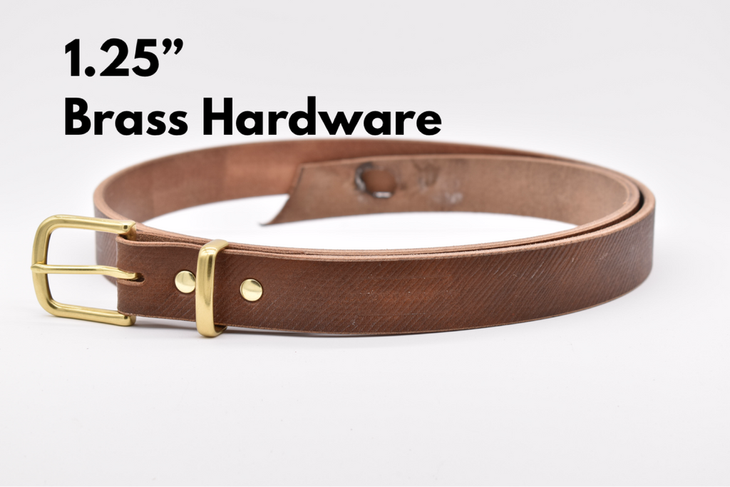 Leather Belt - Oak Tanned Conker Cross Hatch