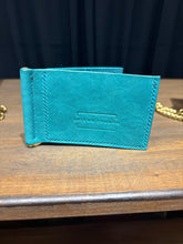 Load image into Gallery viewer, Money Clip Wallet - Turquoise/Brass
