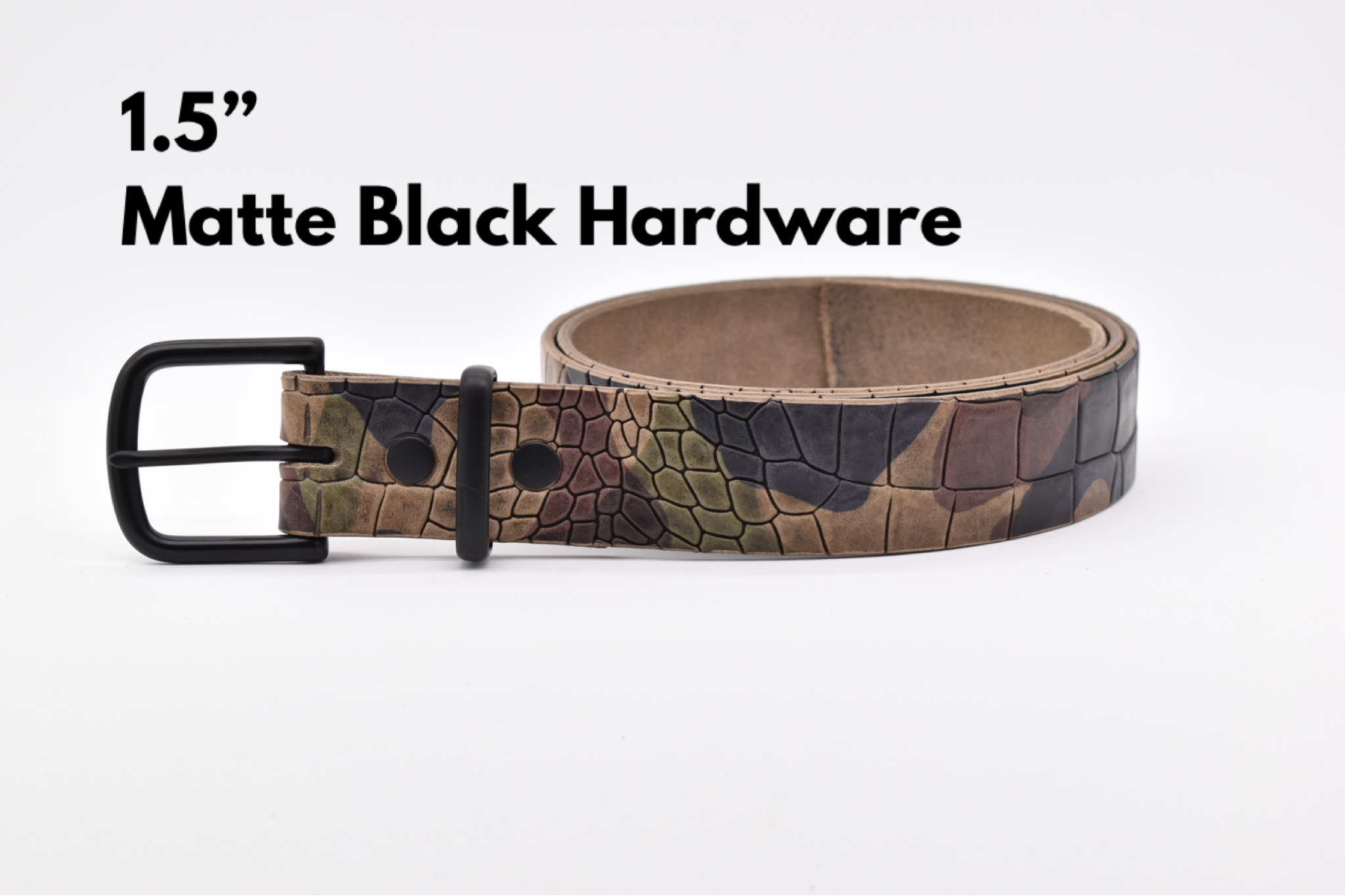 Leather Belt - Camo Reptile Print
