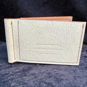 Money Clip Leather Wallet - Antique White/Antique Brass
