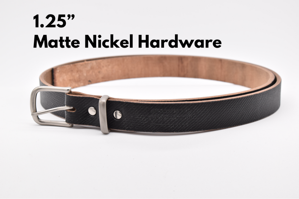 Leather Belt - Oak Tanned Black Cross Hatch