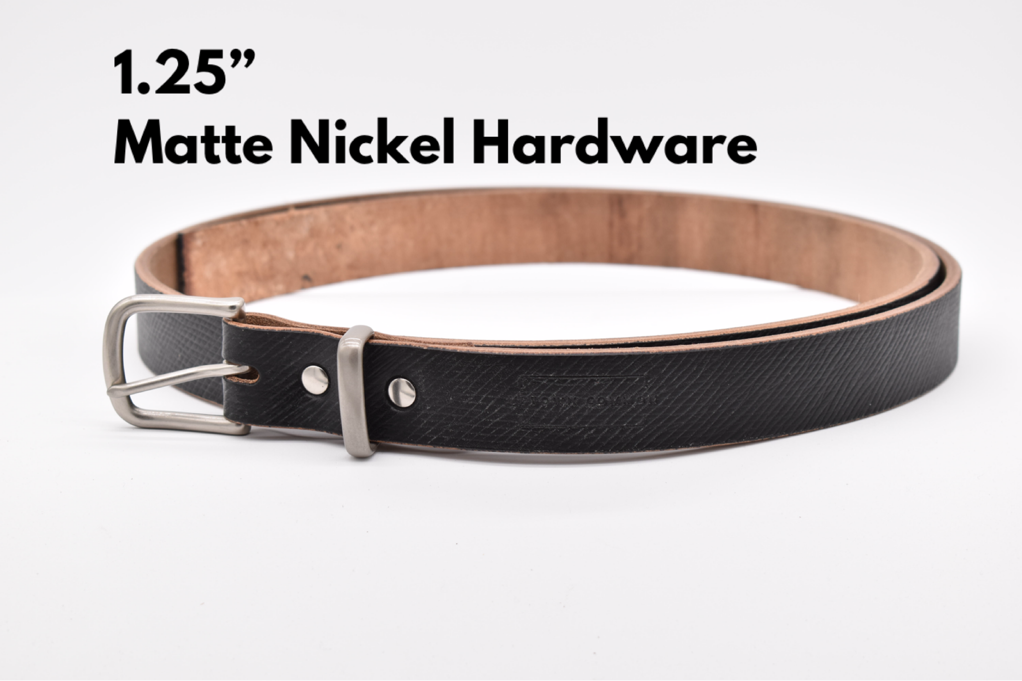 Leather Belt - Oak Tanned Black Cross Hatch