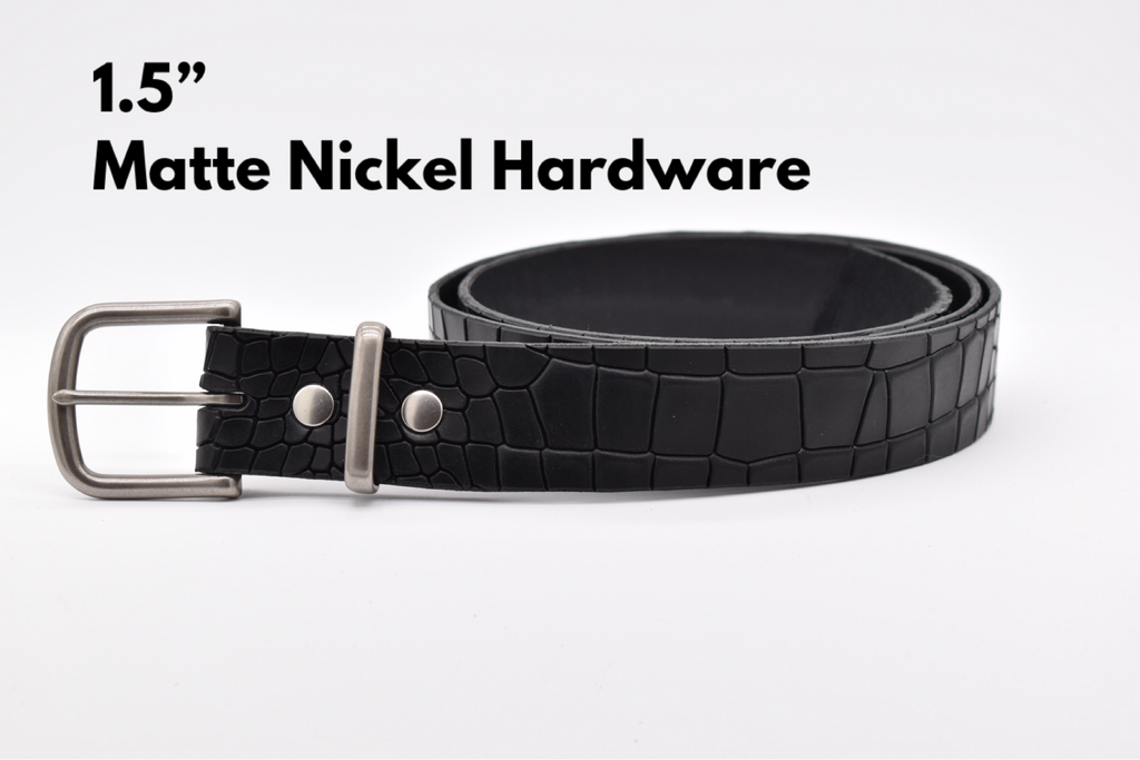 Leather Belt - Black Reptile Print