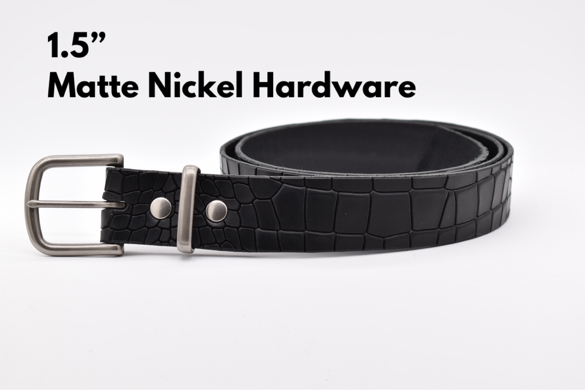 Leather Belt - Black Reptile Print