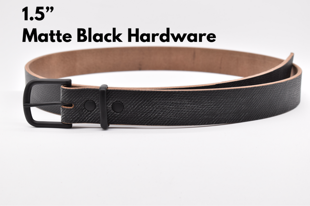 Leather Belt - Oak Tanned Black Cross Hatch