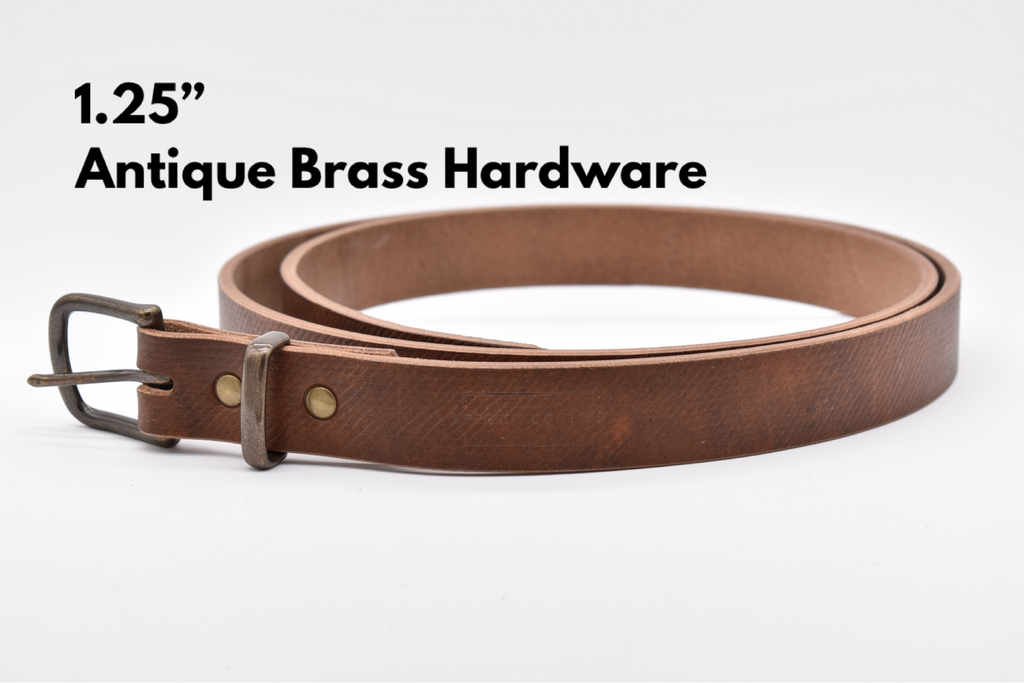 Leather Belt - Oak Tanned Conker Cross Hatch