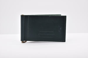 Money Clip Leather Wallet - Teal/Nickel