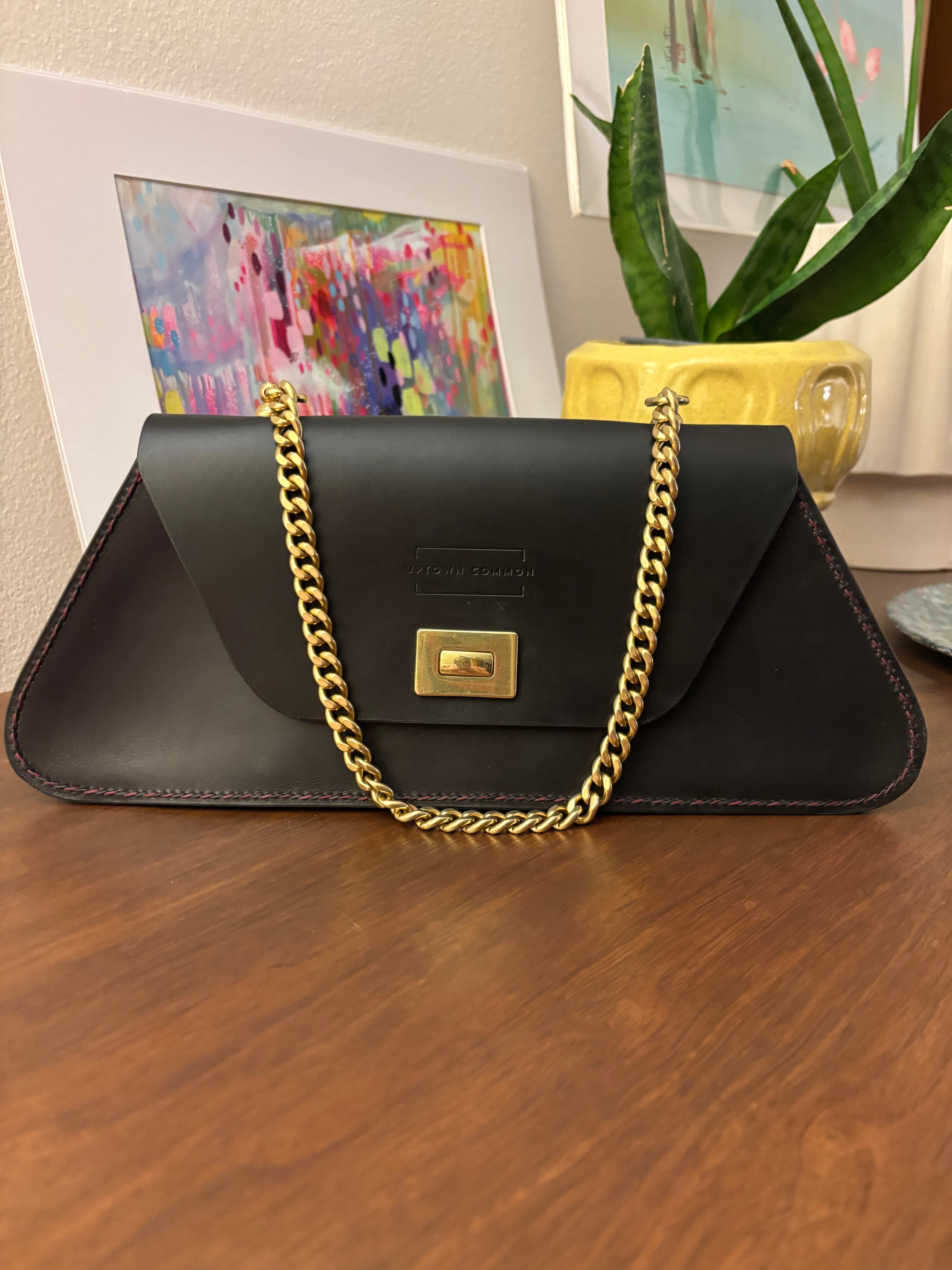 Trapezio - Black/Brass - Red & Black Stitching