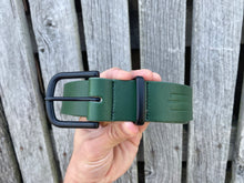 Load image into Gallery viewer, Leather Belt - Zucchini Bridle/Matte Black

