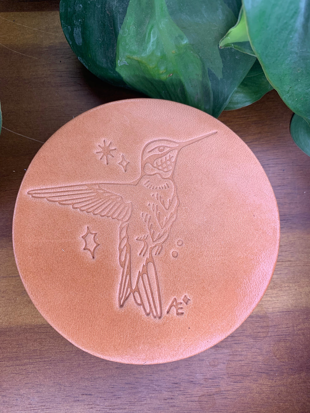 Leather Coaster - Astral Emma - Hummingbird