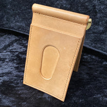 Load image into Gallery viewer, Money Clip Leather Wallet - Natural/Brass
