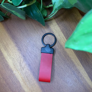 leather fob keychain red and matte black