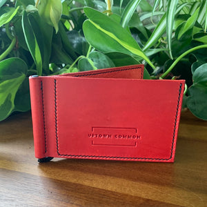 Money Clip Leather Wallet - Red/Matte Black