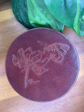 Load image into Gallery viewer, Leather Coaster - Alison Emery - Butterfly &amp; Flower
