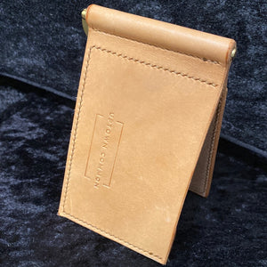 Money Clip Leather Wallet - Natural/Brass